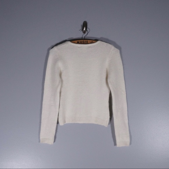 Vintage 90's white sparkly fitted sweater - Picture 4 of 4